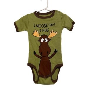 Lazy One I Moose Have A Hug one piece short sleeve green lightweight. Size 18mo